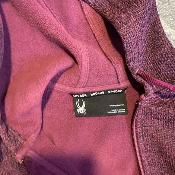 Spyder active Jacket size small full zip pockets hood maroon/black active ware - Picture 2 of 2